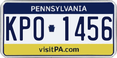 PA license plate KPO1456