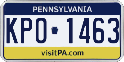 PA license plate KPO1463
