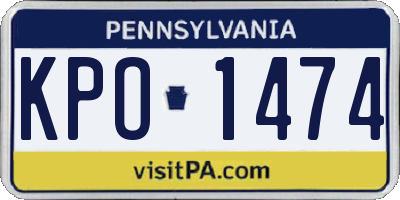PA license plate KPO1474
