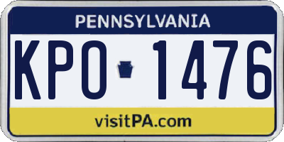 PA license plate KPO1476