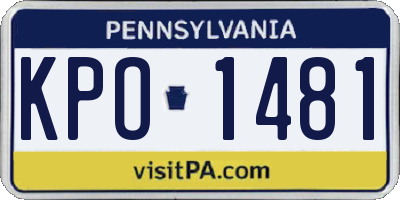 PA license plate KPO1481