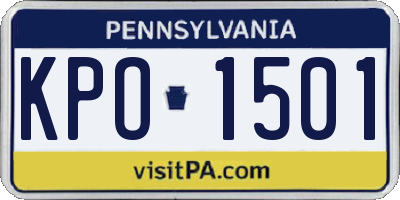 PA license plate KPO1501