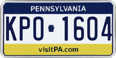 PA license plate KPO1604