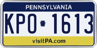 PA license plate KPO1613