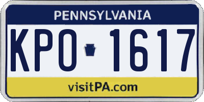 PA license plate KPO1617