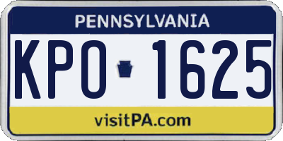 PA license plate KPO1625