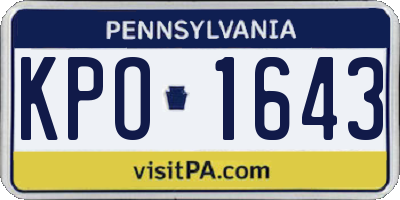PA license plate KPO1643