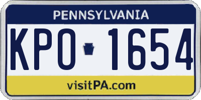 PA license plate KPO1654