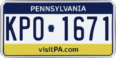 PA license plate KPO1671