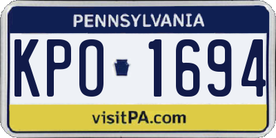 PA license plate KPO1694