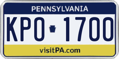 PA license plate KPO1700