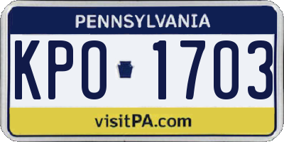PA license plate KPO1703