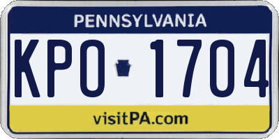 PA license plate KPO1704