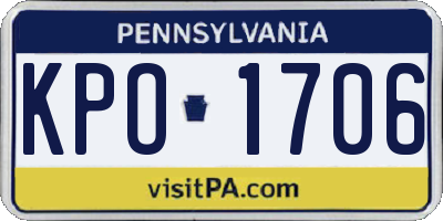 PA license plate KPO1706