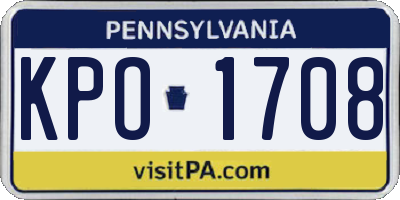 PA license plate KPO1708