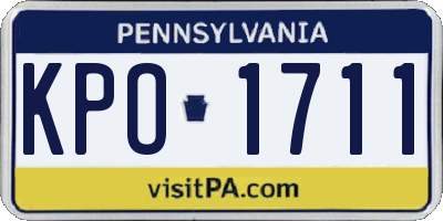 PA license plate KPO1711