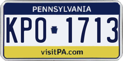 PA license plate KPO1713