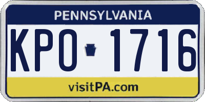 PA license plate KPO1716