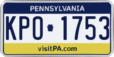 PA license plate KPO1753