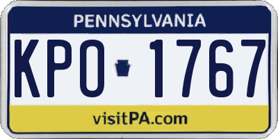 PA license plate KPO1767