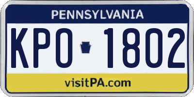 PA license plate KPO1802