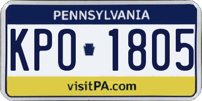 PA license plate KPO1805