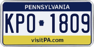 PA license plate KPO1809