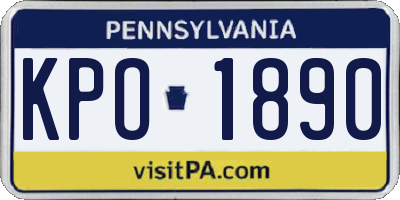 PA license plate KPO1890