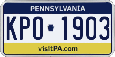 PA license plate KPO1903