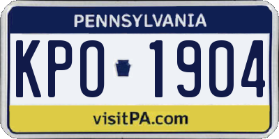 PA license plate KPO1904