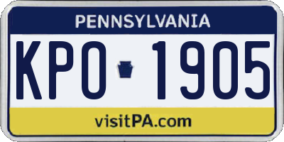 PA license plate KPO1905