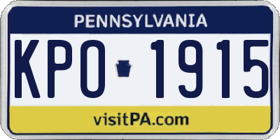 PA license plate KPO1915