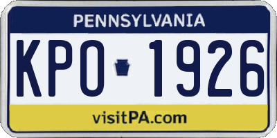 PA license plate KPO1926