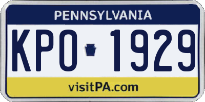 PA license plate KPO1929