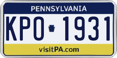 PA license plate KPO1931