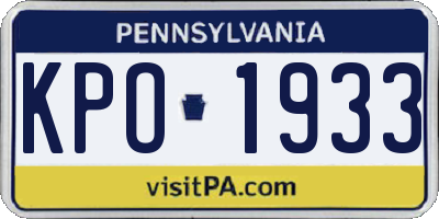 PA license plate KPO1933
