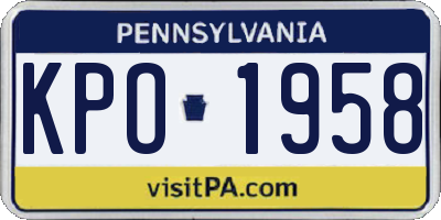 PA license plate KPO1958