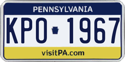 PA license plate KPO1967