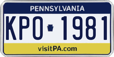PA license plate KPO1981
