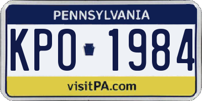 PA license plate KPO1984