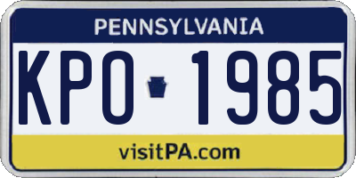 PA license plate KPO1985