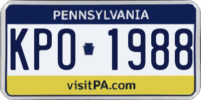 PA license plate KPO1988