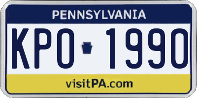 PA license plate KPO1990