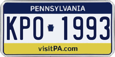 PA license plate KPO1993