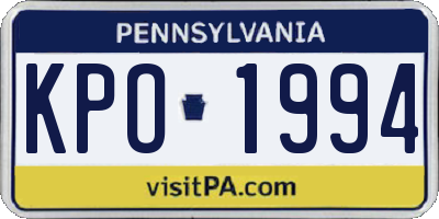 PA license plate KPO1994