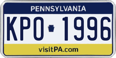 PA license plate KPO1996