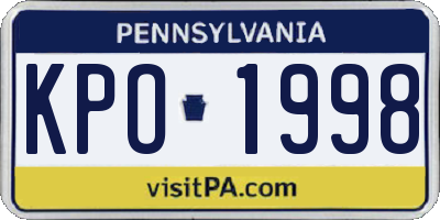 PA license plate KPO1998