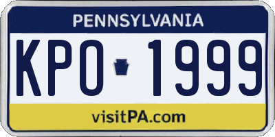 PA license plate KPO1999
