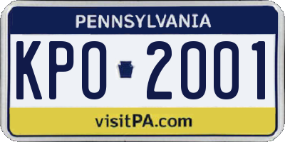 PA license plate KPO2001