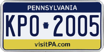 PA license plate KPO2005
